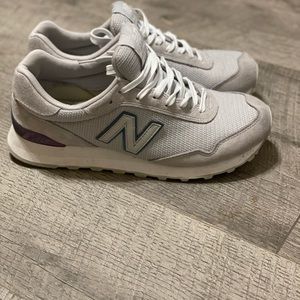 New Balance 515 Light Grey with Purple metallic accent